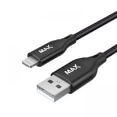 MAX MFi Lightning - USB 2.0 kábel, 1 m, fonott, fekete (UCL1B)