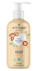 Attitude Baby leaves gyerek testápoló és sampon (2 az 1-ben) körte gyümölcslé illattal 473 ml