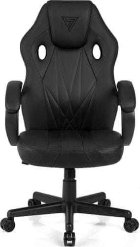 SENSE7 Prism ergonomikus gamer szék, fekete pozicionálható hab párnázás a gerinc görbülése ellen acélszerkezet környezetbarát HDE műbőr