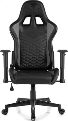 SENSE7 Spellcaster ergonómikus gamer szék, fekete-szürke 90-160 fokban dönthető hab párnázás a gerinc görbület ellen acélszerkezetű környezetbarát HDE műbőrrel