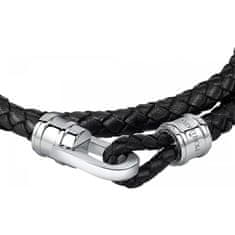 Morellato Dupla fekete bőr karkötő Moody SQH3 (Hossz 40 cm)