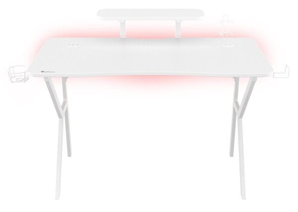 Genesis Gaming HOLM 320 RGB fehér asztal (NDS-1802) kábelkezelés szénszálas kivitelben USB hub 3.0 vezeték nélküli töltő  