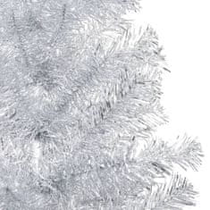 shumee ezüstszínű PET műkarácsonyfa LED-ekkel és gömbökkel 240 cm 