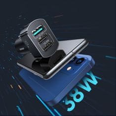 Joyroom Fast Car Charger autós töltő 3x USB QC 4.5A 38W, fekete
