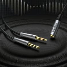 Ugreen AV193 audio kábel 3.5mm F/2xM 20cm, fekete