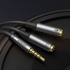 Ugreen AV192 audio splitter kábel 3.5mm M/2xF 20cm, fekete