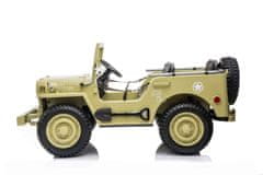 Beneo USA ARMY 4X4 Elektromos játékautó, homokszín, Háromüléses, MP3 lejátszó USB / SD bemenettel