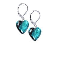 Lampglas Elegáns Turquoise Heart fülbevaló Lampglas gyönggyel ELH5, tiszta ezüst