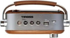 TIROSS Retro mezei USB FM bluetooth akkumulátoros rádió 2000mAh