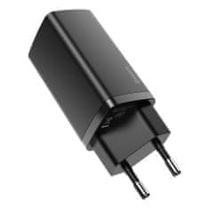 BASEUS GaN2 Lite hálózati töltő adapter USB / USB-C QC 3.0 PD 65W, fekete
