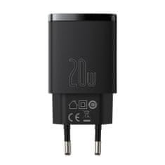 BASEUS Compact Quick hálózati töltő adapter USB-C / USB 20W 3A PD QC, fekete