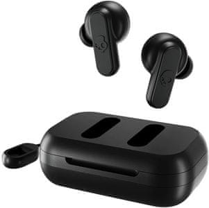 hordozható modern fülhallgató skullcandy dime wireless earbuds bluetooth technológia vezeték nélküli élettartama 3,5 óra töltésenként töltődoboz két teljes töltéshez handsfree mikrofon sole mode
