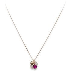 Amen Rózsaszín aranyozott ezüst nyaklánc cirkónium kövekkel Love CLPQURR (lánc, medál)