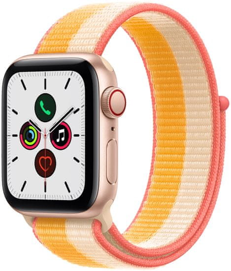 Apple Watch SE Cellular, 40mm Gold Aluminium Case with Starlight Sport Band (MKQY3HC/A)