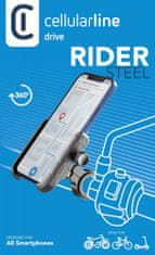 CellularLine Univerzális alumínium mobiltelefon tartó Rider Steel motorkerékpárhoz és kerékpárhoz, fekete (MOTOHOLDERALUK)