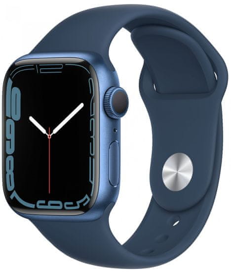 Apple Watch Series 7 okosóra, 41mm Blue Aluminium Case Abyss Blue Sport Band MKN13HC/A