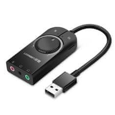 Ugreen CM129 USB külső hangkártya 15cm, fekete