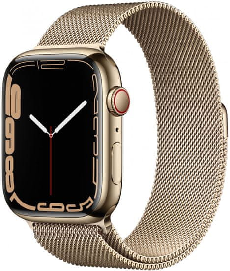 Apple Watch Series 7 Cellular, 45mm Gold Stainless Steel Case Gold Milanese Loop MKJY3HC/A