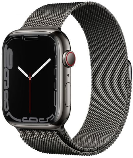 Apple Watch Series 7 Cellular, 45mm Graphite Stainless Steel Case Graphite Milanese Loop MKL33HC/A