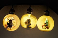 CoolCeny Karácsonyi lombikok LED világítással, belül figurákkal - 3 darab