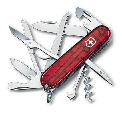 Victorinox 1.3713.TB1 Huntsman Ruby multifunkcionális kés 91mm, átlátszó piros, 15 funkciós, buborék