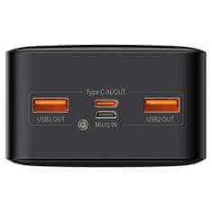 BASEUS Bipow Power Bank 30000mAh 2x USB / USB-C / Micro USB 20W QC, fekete