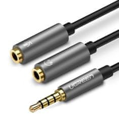 Ugreen Splitter audio kábel 3.5mm mini jack 20cm, szürke