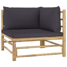 shumee 3058218 8 Piece Garden Lounge Set with Dark Grey Cushions Bamboo (313150+313151+2x313153+313156)