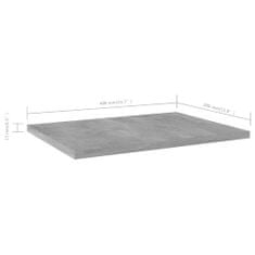 shumee 4 db betonszürke forgácslap könyvespolc 40 x 30 x 1,5 cm