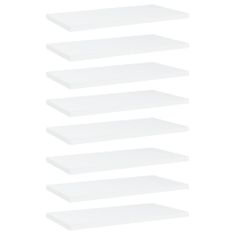 Greatstore 8 db fehér forgácslap könyvespolc 40 x 20 x 1,5 cm