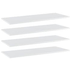shumee 4 db magasfényű fehér forgácslap könyvespolc 100 x 40 x 1,5 cm