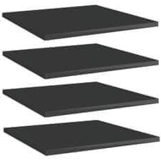 Greatstore 4 db magasfényű fekete forgácslap könyvespolc 40 x 40 x 1,5 cm