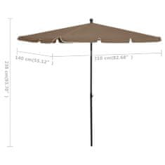 Greatstore tópszínű napernyő rúddal 210 x 140 cm