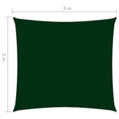 shumee sötétzöld négyzet alakú oxford-szövet napvitorla 3 x 3 m