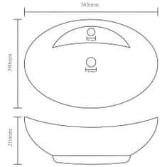 shumee ovális matt fekete kerámia mosdókagyló túlfolyóval 58,5 x 39 cm