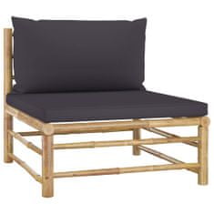 shumee 3058218 8 Piece Garden Lounge Set with Dark Grey Cushions Bamboo (313150+313151+2x313153+313156)