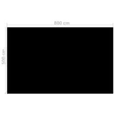shumee fekete, négyszögletes PE medencetakaró 800 x 500 cm
