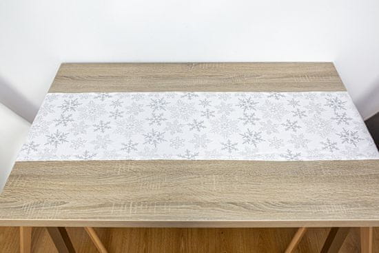 QUENTIN Asztali futó fehér+csillag mintás 35x180 cm