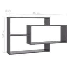 shumee 800332 Wall Shelves High Gloss Grey 104x20x58,5 cm Chipboard
