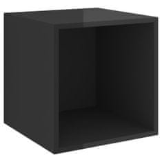 Greatstore magasfényű fekete forgácslap faliszekrény 37 x 37 x 37 cm