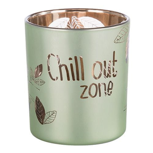 NICI üveg gyertyatartó, "Chill out zone", zöld színű