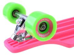RAMIZ Hudora longboard gördeszka rózsaszín színben zöld kerekekkel