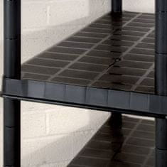 Greatstore fekete műanyag 5 szintes tárolópolc 340 x 40 x 185 cm