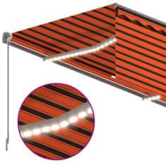 Greatstore narancssárga-barna manuális LED-es napellenző redőnnyel 3x2,5 m