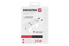 SWISSTEN Power Delivery adapter, 25 W, iPhone-hoz és Samsunghoz, fehér