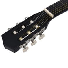 Vidaxl 8 darabos fekete klasszikus gitár kezdőszett 3/4 36" 70119