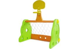 Lean-toys Labdarúgó kapu Kosárlabda 2in1 gyerekeknek Zöld Narancs
