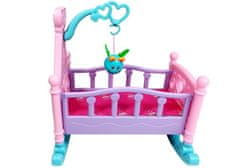 Lean-toys Rózsaszín bababölcső csörgővel hintázó ágy