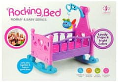 Lean-toys Rózsaszín bababölcső csörgővel hintázó ágy