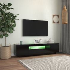 shumee fekete TV-szekrény LED-lámpákkal 160 x 35 x 40 cm